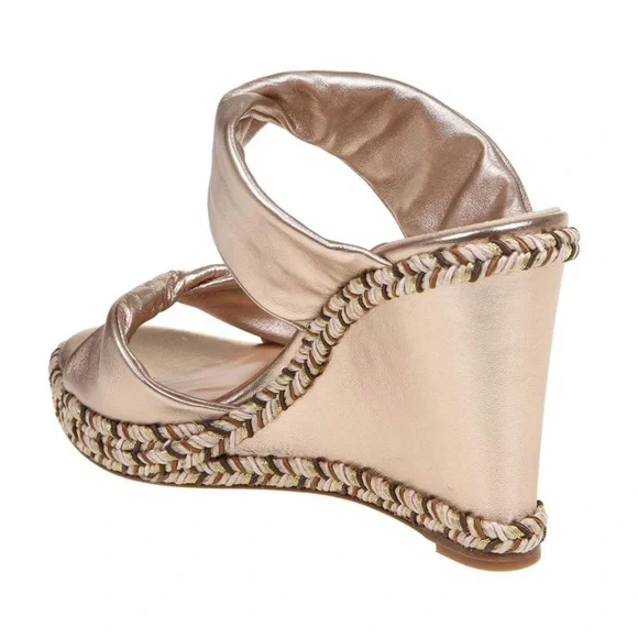 AQUAZZURA Twist Double Band Espadrille Platform Wedge Sandal Copper 7.5US 38IT